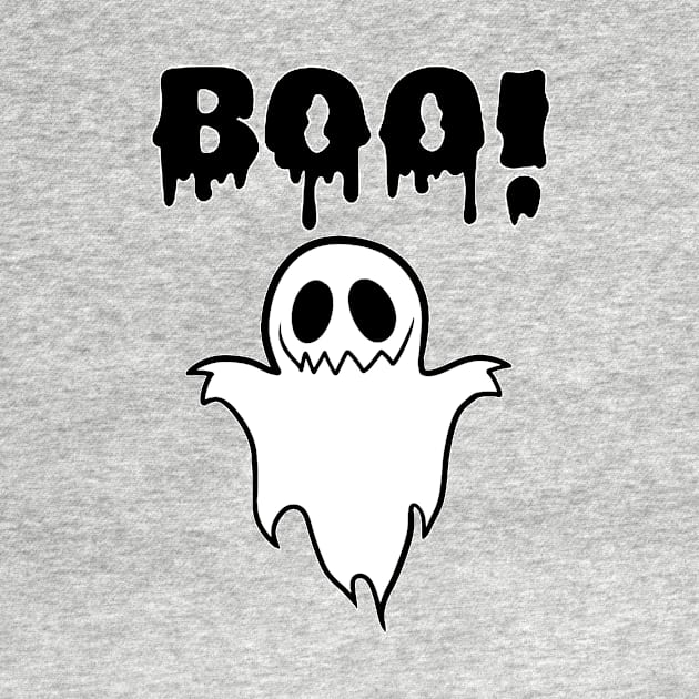 Adorable Ghost with a Playful 'BOO': Halloween Cuteness Unleashed by FortySeven47_Custom_Designs